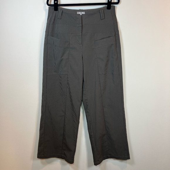Habitat Clothes To Live In City Trouser Pants Brown Wide Leg Pin Stripes  Medium - Picture 1 of 12